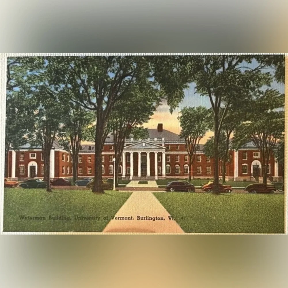 University of Vermont Waterman Building Vintage Postcard (1930-1945)